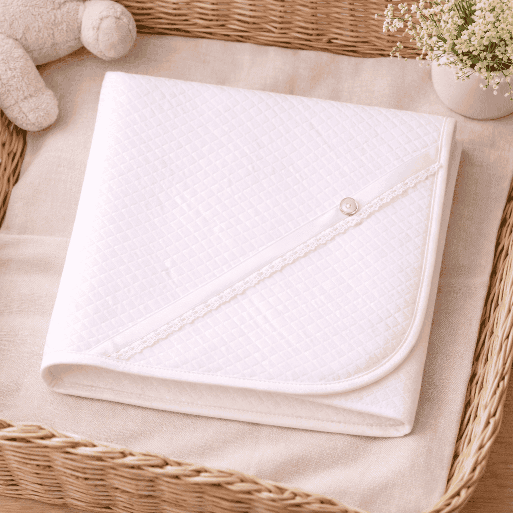 Andrea | Baby White Quilted Cotton Blanket