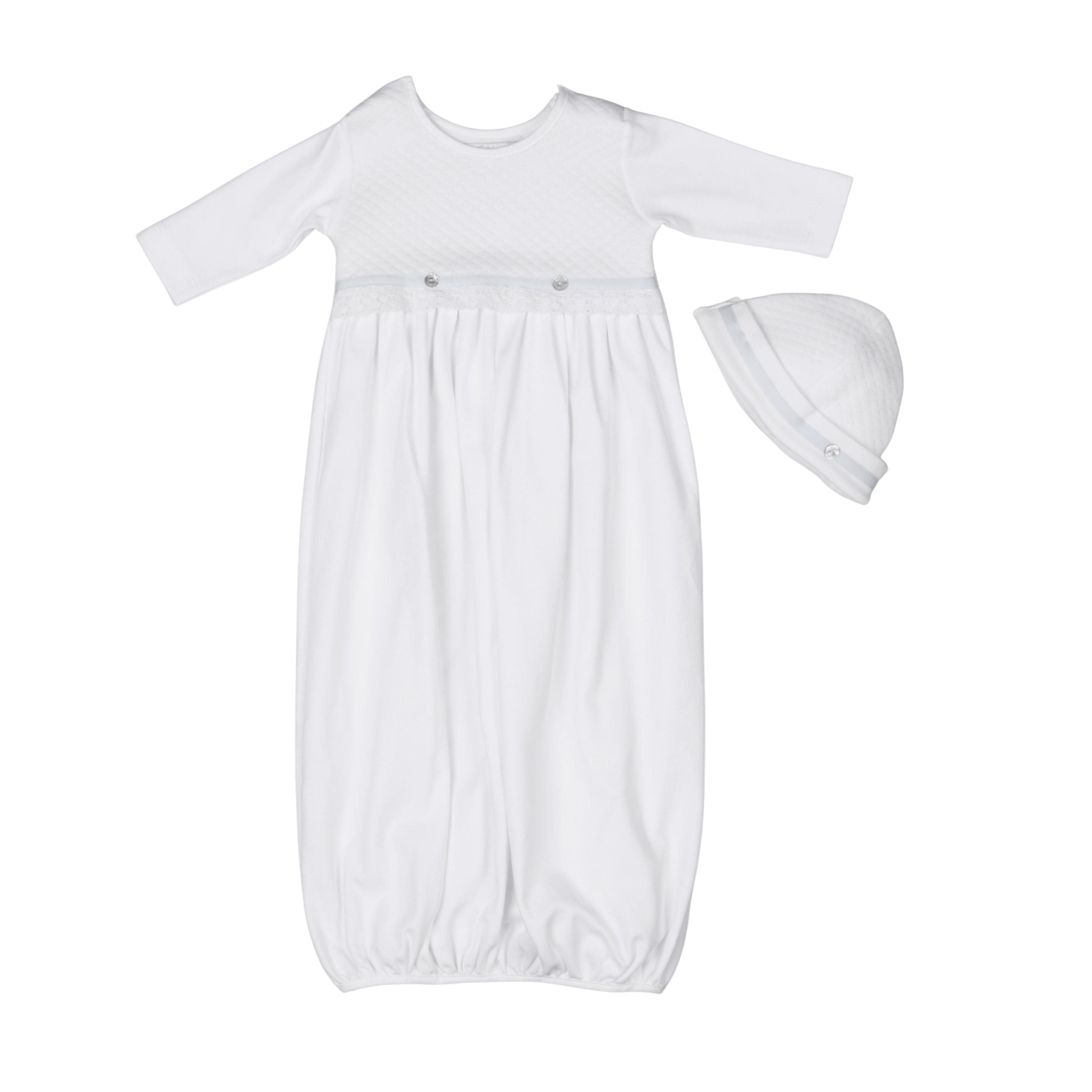 Andrea| Baby White Quilted Cotton Gown Set (2)