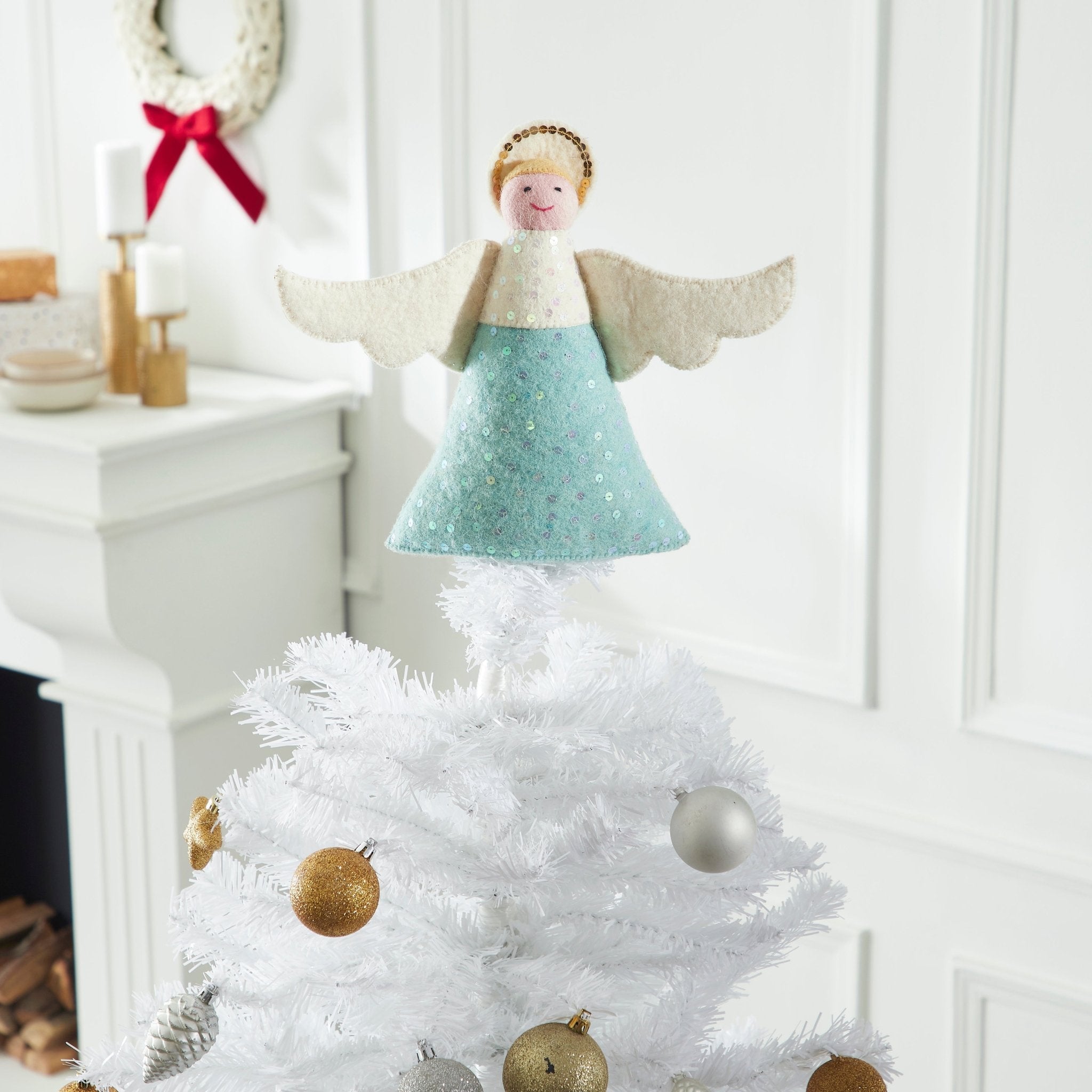 Handmade Blue Angel Christmas Tree Topper