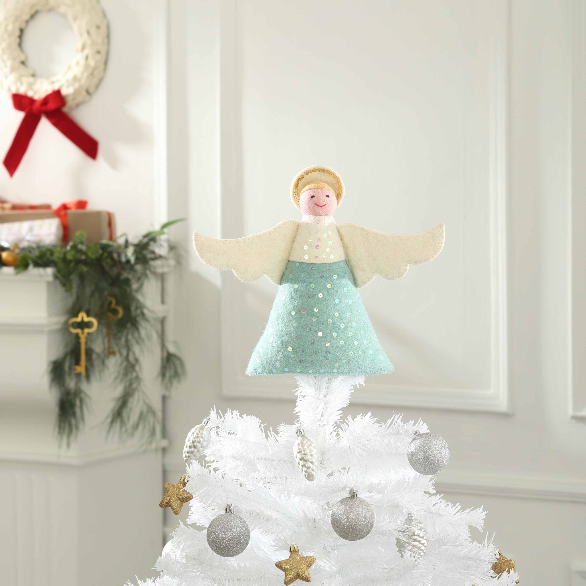 Handmade Blue Angel Christmas Tree Topper
