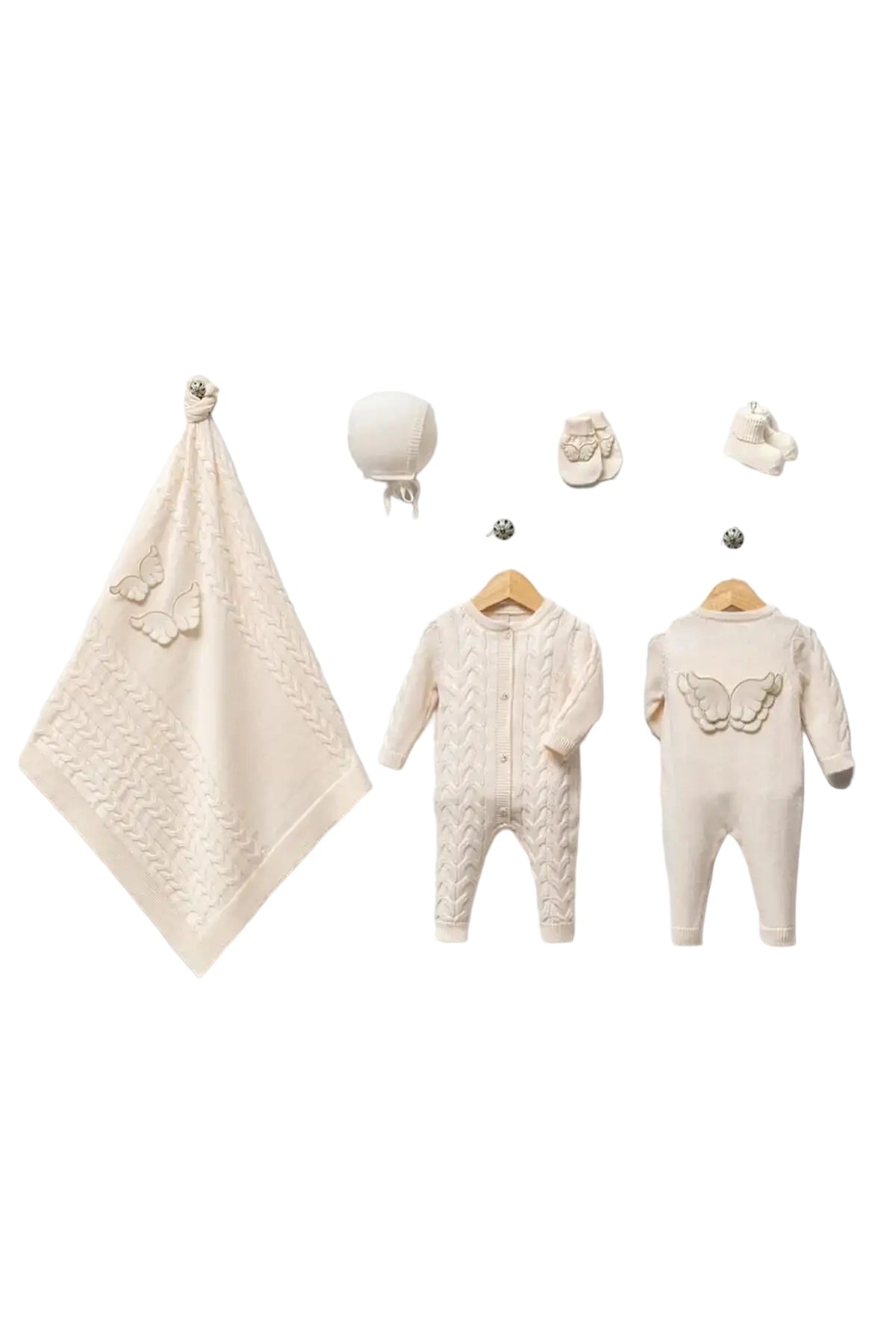 Angel Cream Newborn Knitwear Coming Home Set (5 Pcs)