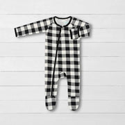 Black & White Plaid Footie