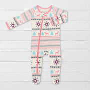 Holiday Reindeer Pink Footie