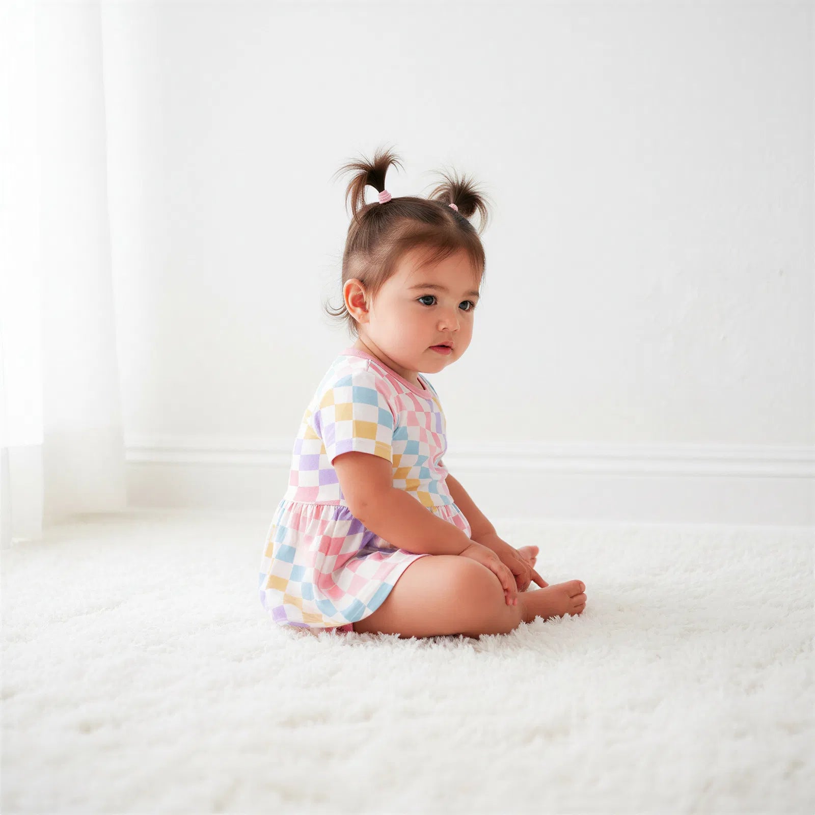 Pastel Checks Bodysuit Dress