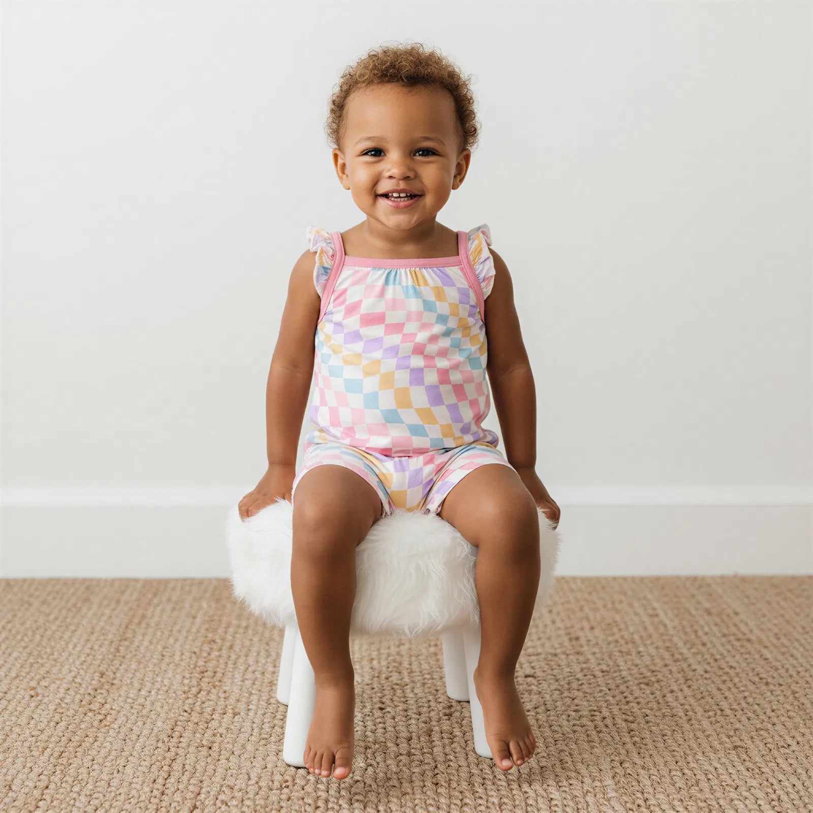 Pastel Checks Bubble Romper