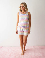 Rainbow Leopard Mom Shorts Set