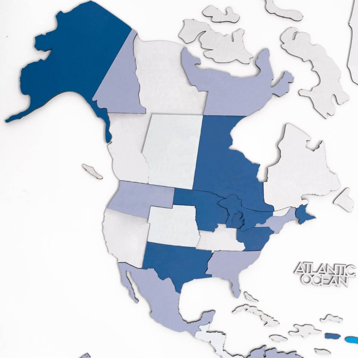 3d Wooden World Map Aqua