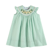 Aqua Daisy Smocked Bishop Dress