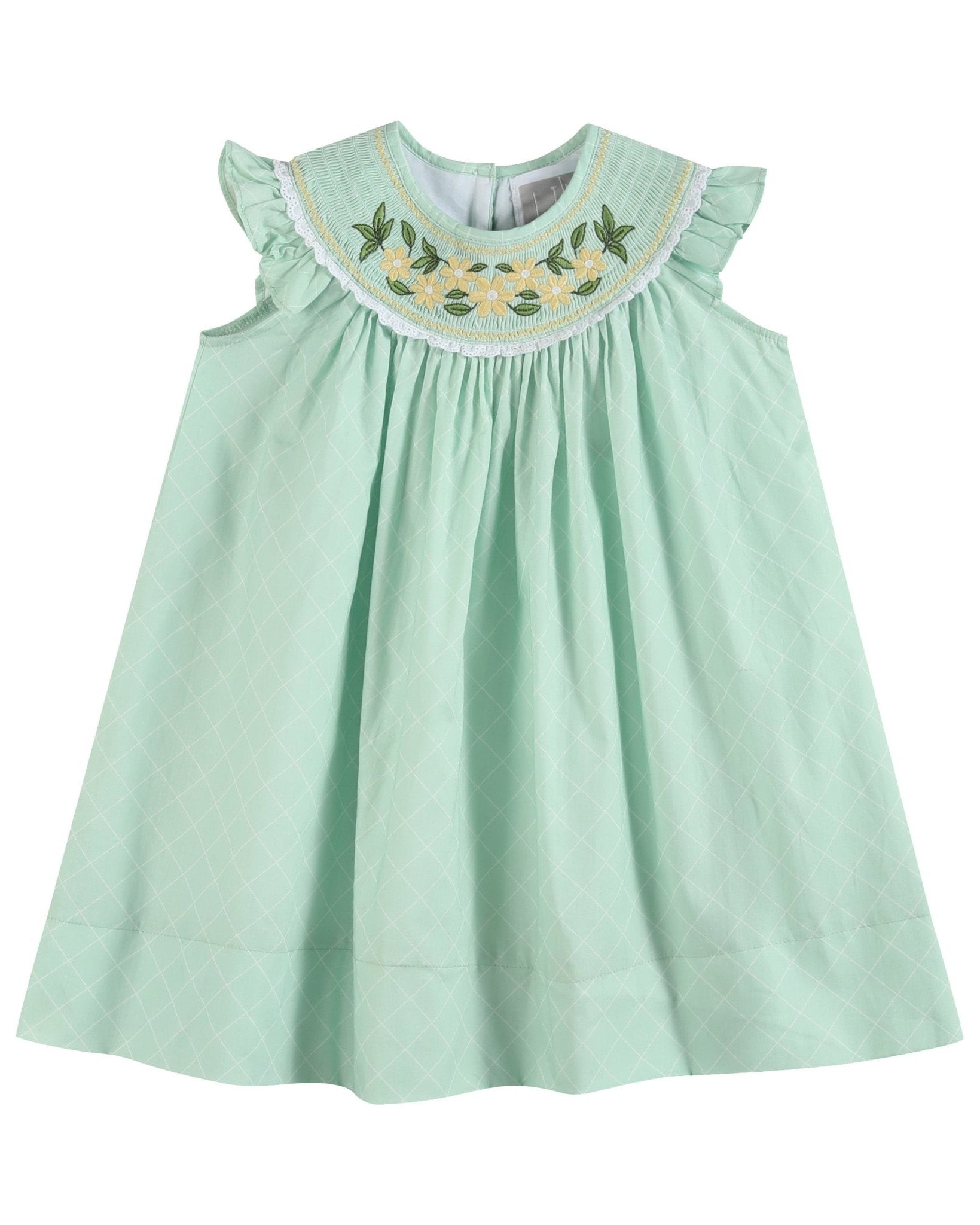 Aqua Daisy Smocked Bishop Dress