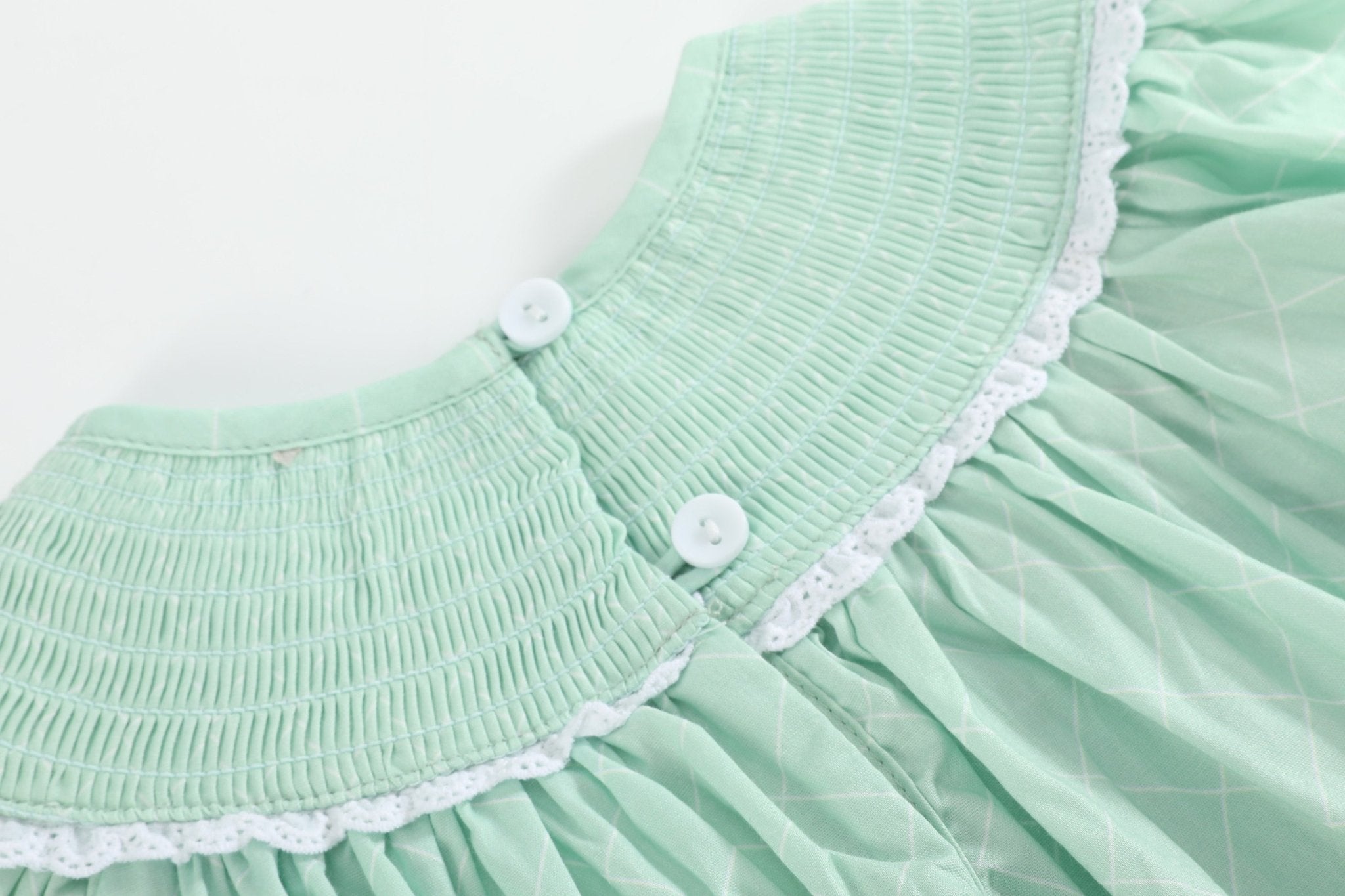 Aqua Daisy Smocked Bishop Dress