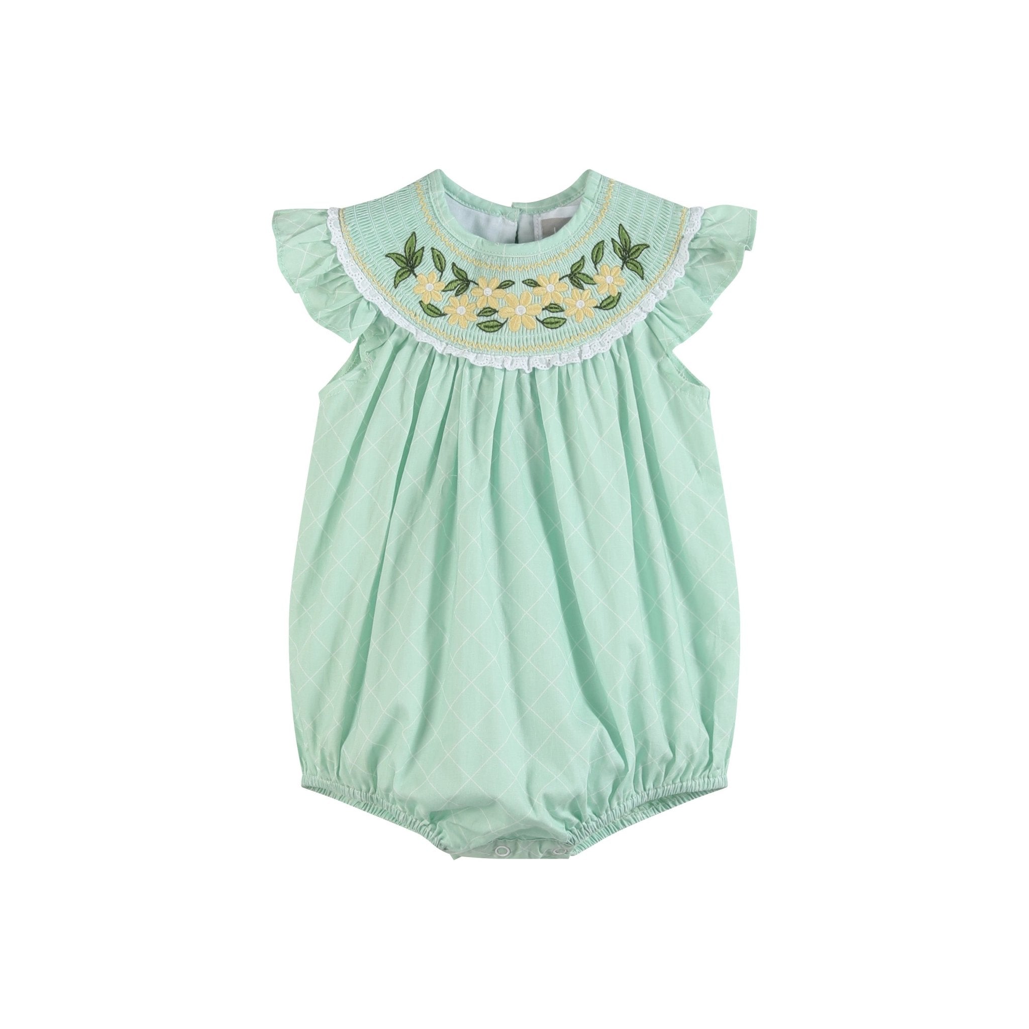 Aqua Daisy Smocked Romper