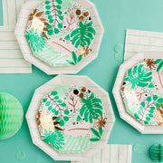 Aqua Green Striped Paper Napkins