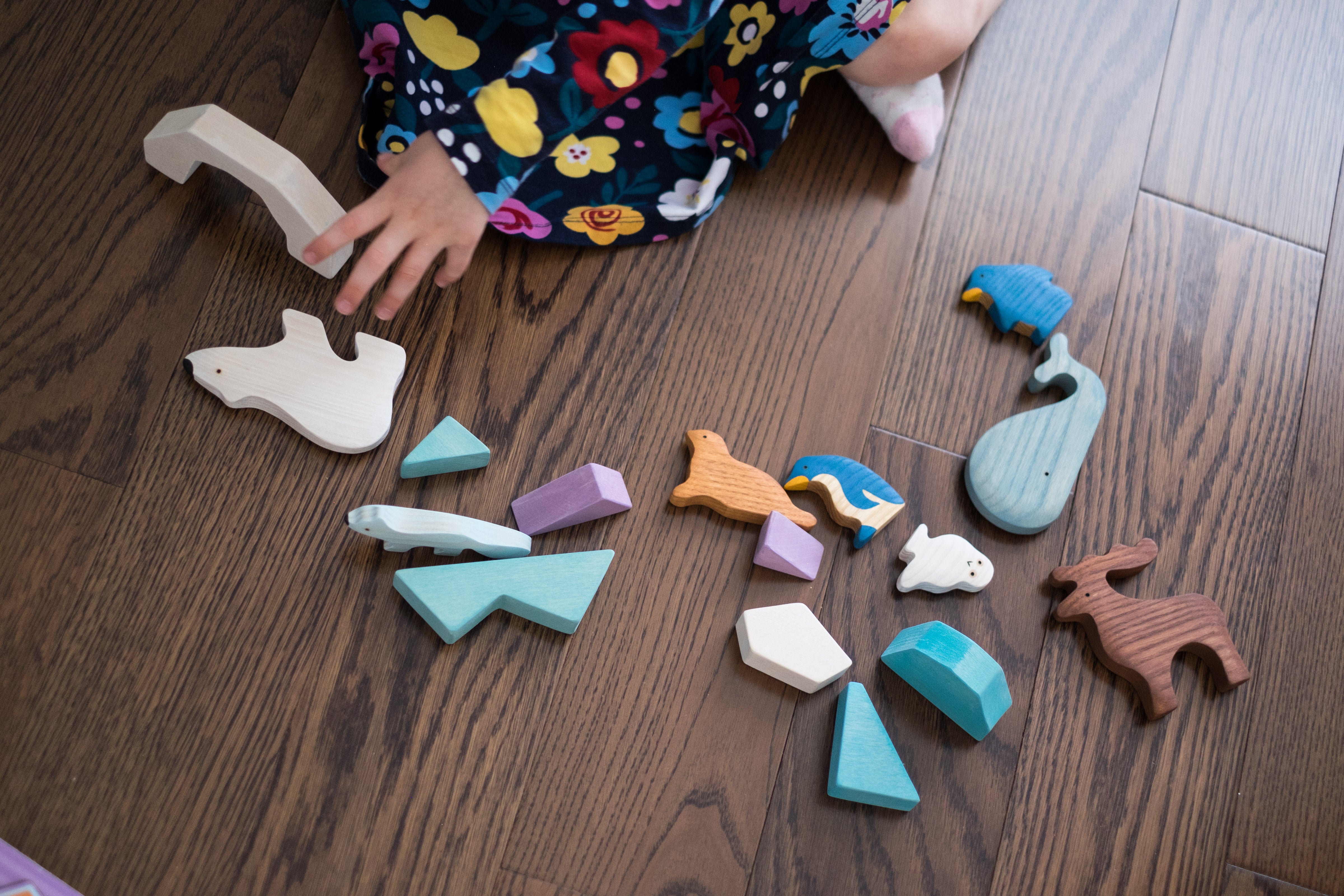 Waldorf Wooden Arctic Animals - Set Of 8 Hand-painted Polar Animals