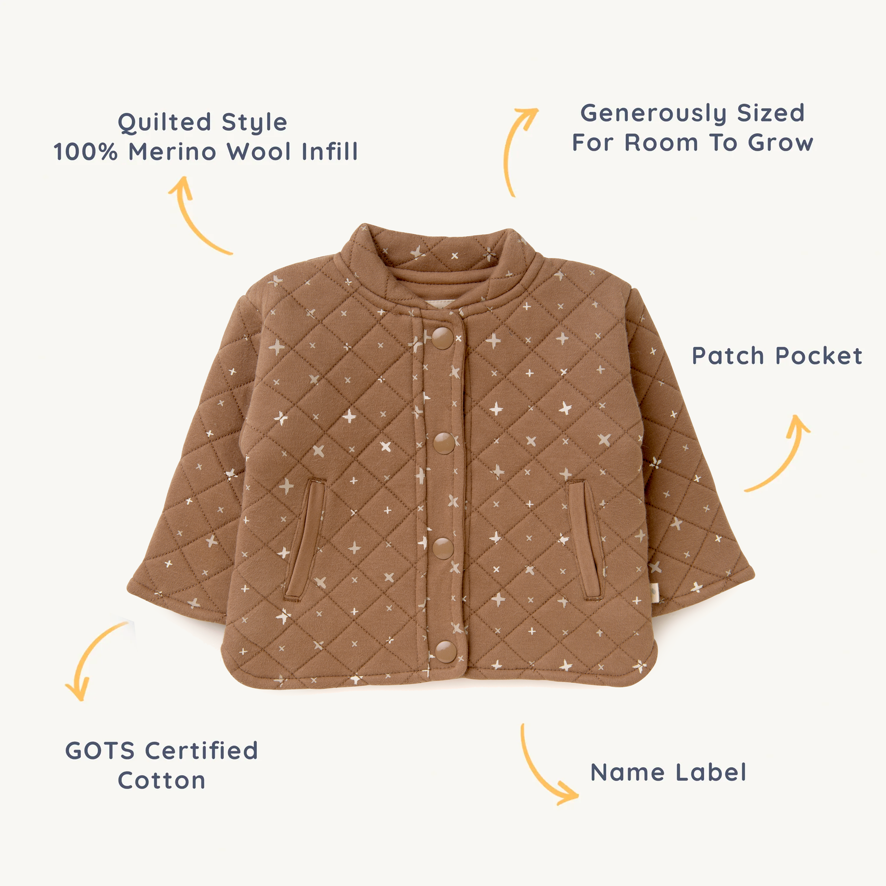 Organic Merino Wool Buttoned Jacket - Sparkle