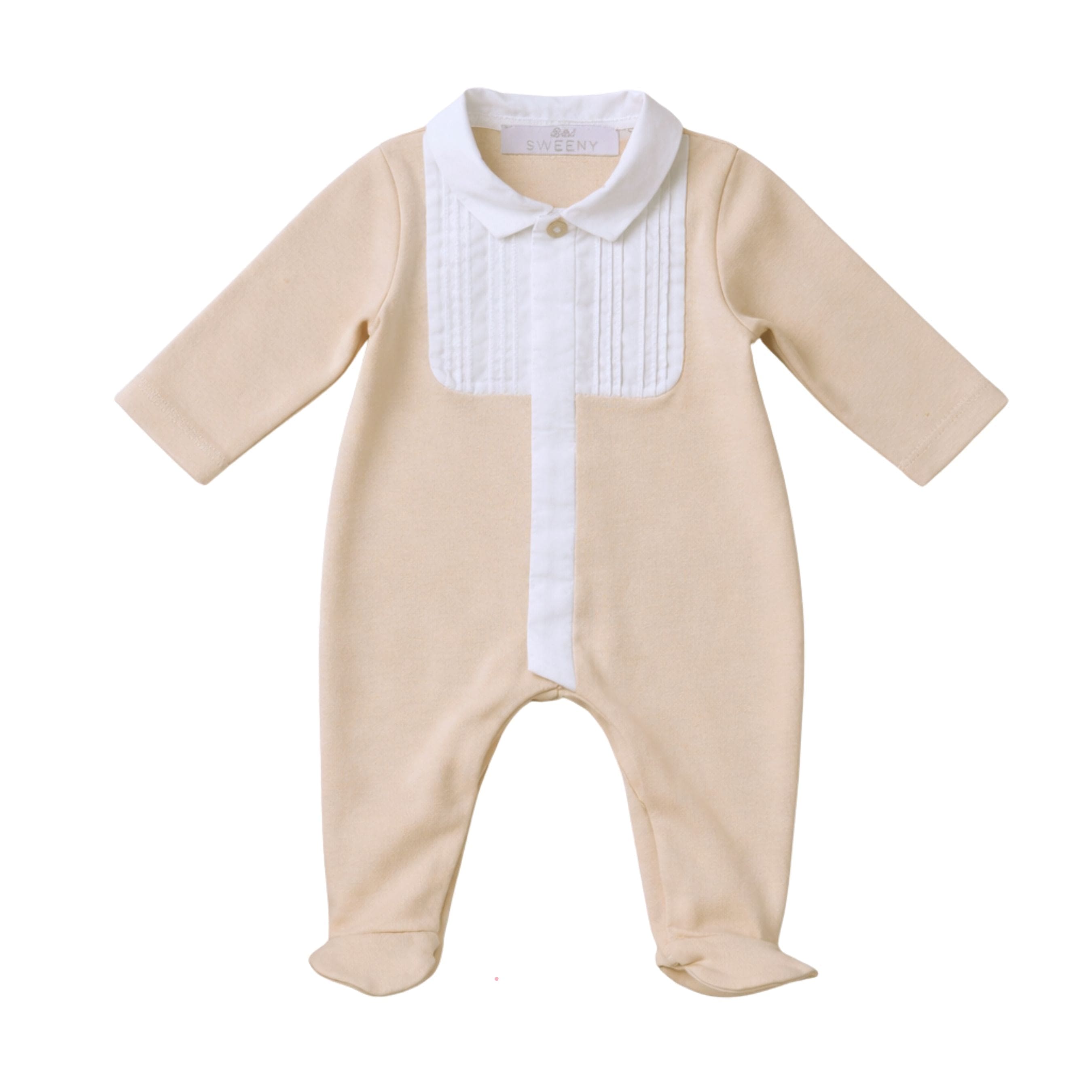 Arthur | Boys Beige & White Organic Cotton All-in-one