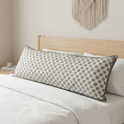 Artisan Hand Loomed Cotton Lumbar Pillow - Gray Dots - 16"x48"