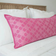 Artisan Hand Loomed Cotton Lumbar Pillow - Pink Ginkgo - 16"x48"