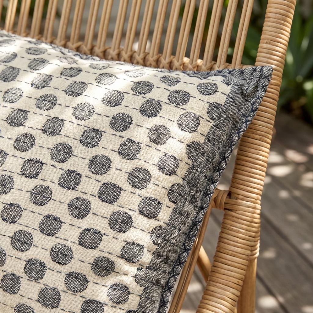 Artisan Hand Loomed Cotton Square Pillow - Dots Gray - 24"