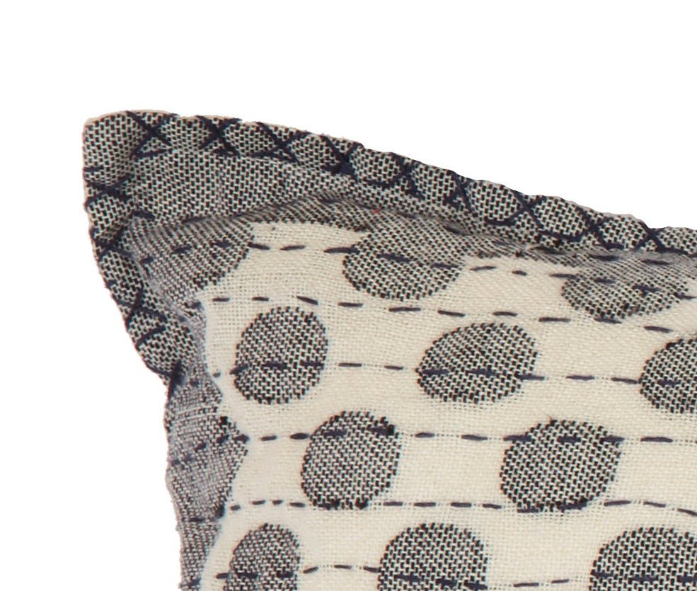 Artisan Hand Loomed Cotton Square Pillow - Dots Gray - 24"