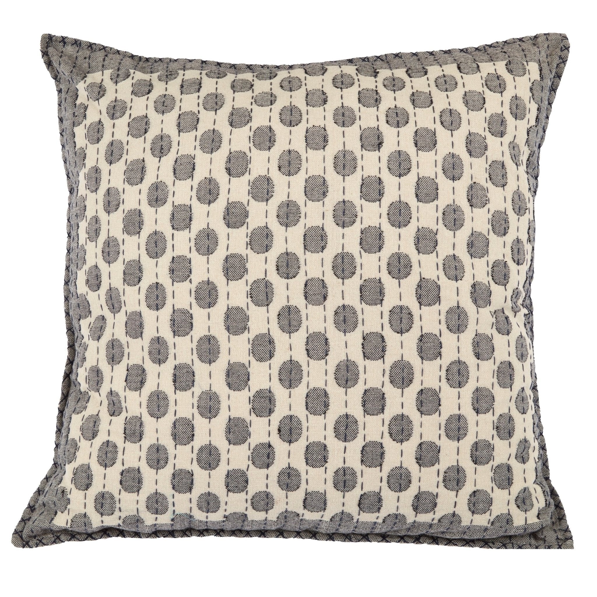 Artisan Hand Loomed Cotton Square Pillow - Dots Gray - 24"