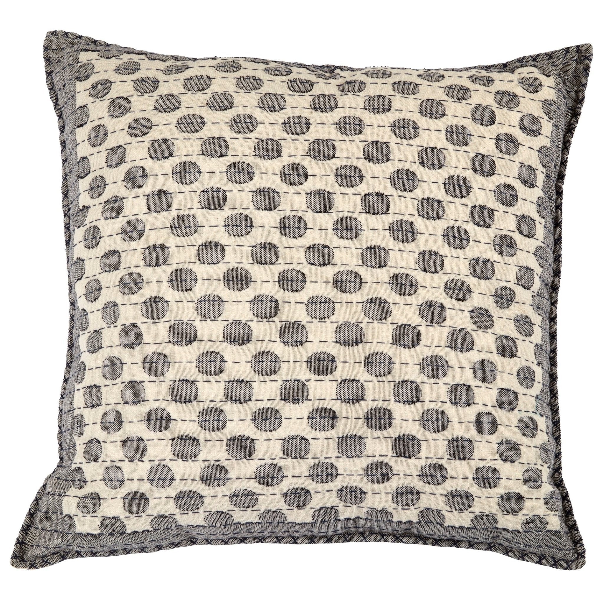 Artisan Hand Loomed Cotton Square Pillow - Dots Gray - 24"