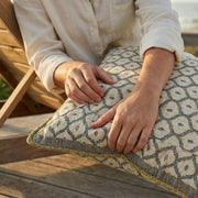Artisan Hand Loomed Cotton Square Pillow - Gray Yellow Stitching - 24"