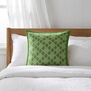 Artisan Hand Loomed Cotton Square Pillow - Green Ginkgo Design - 24"