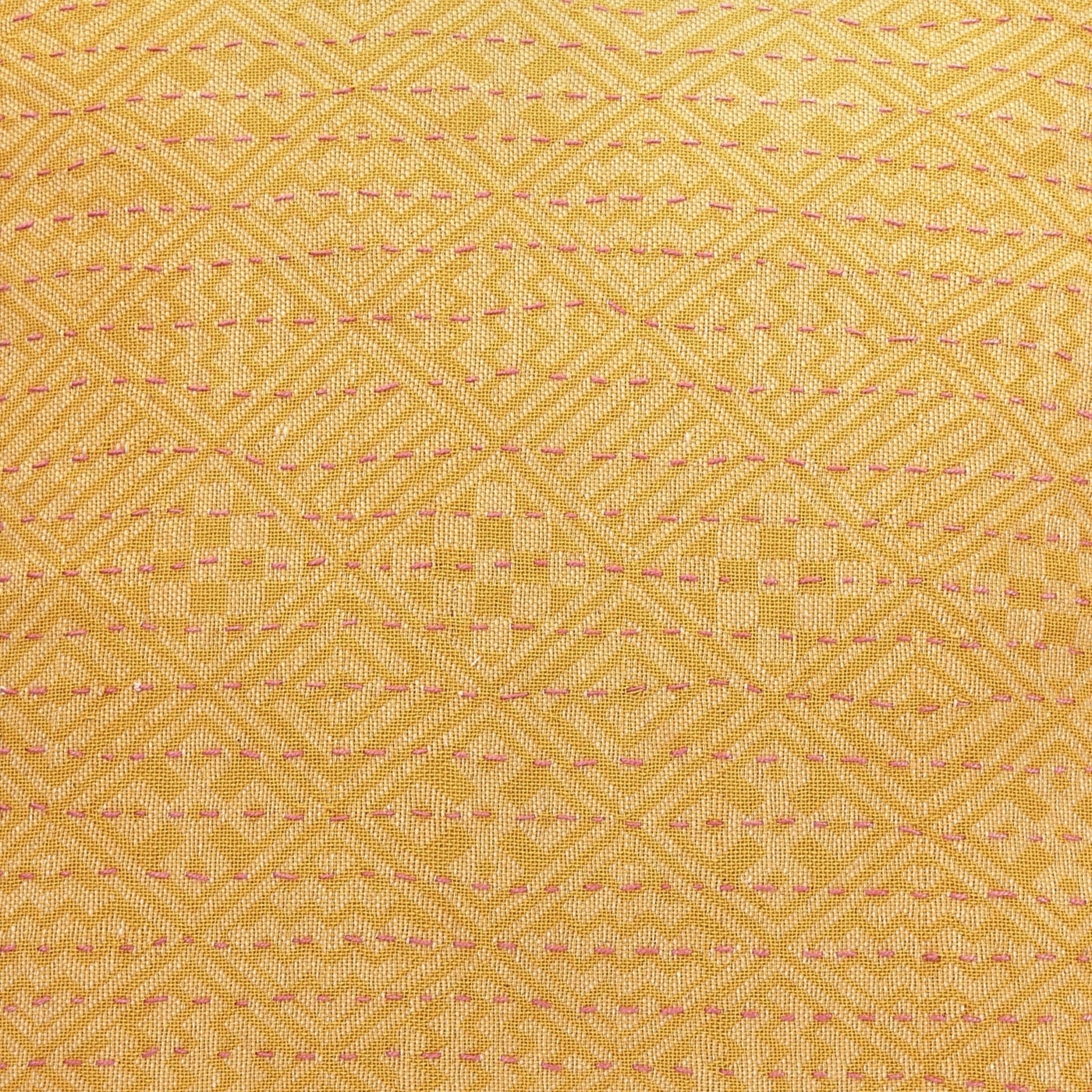 Artisan Hand Loomed Cotton Square Pillow - Yellow Diamond - 24"