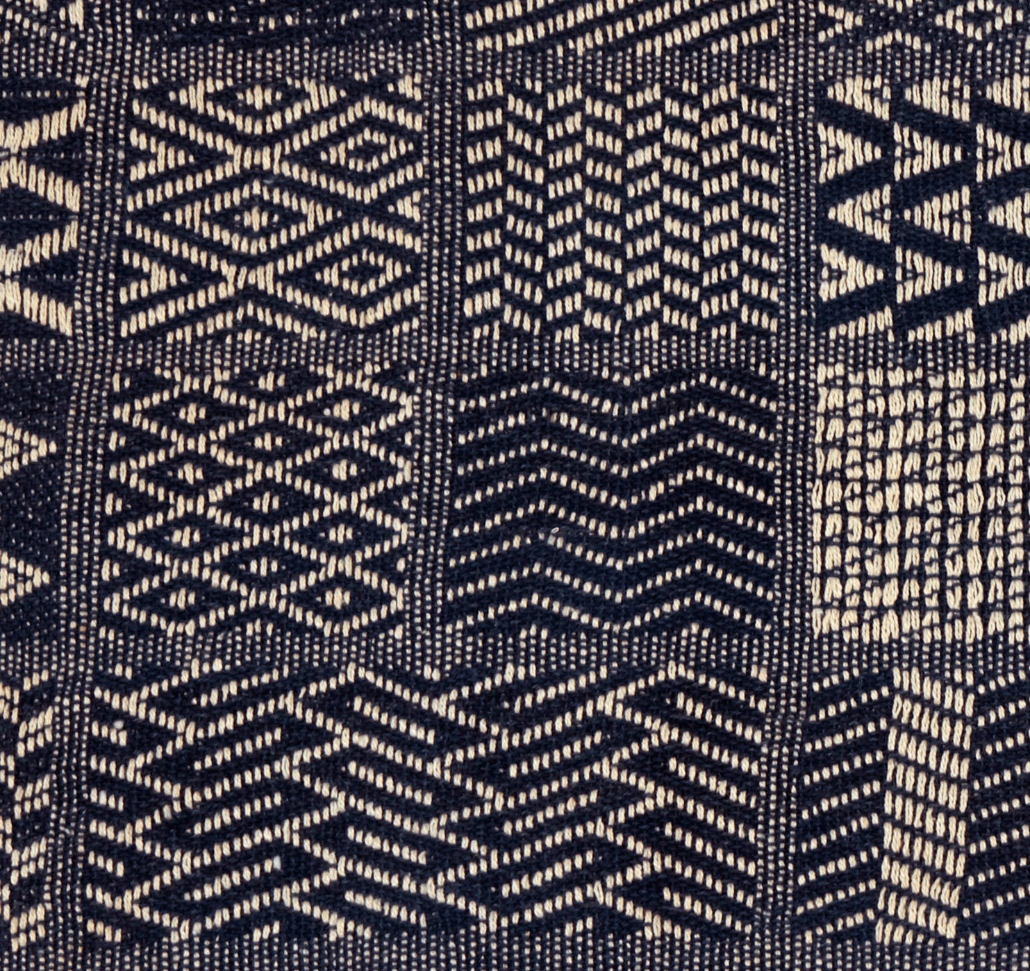 Artisan Hand Loomed Cotton Table Runner - Indigo Blocks - 18"x96"