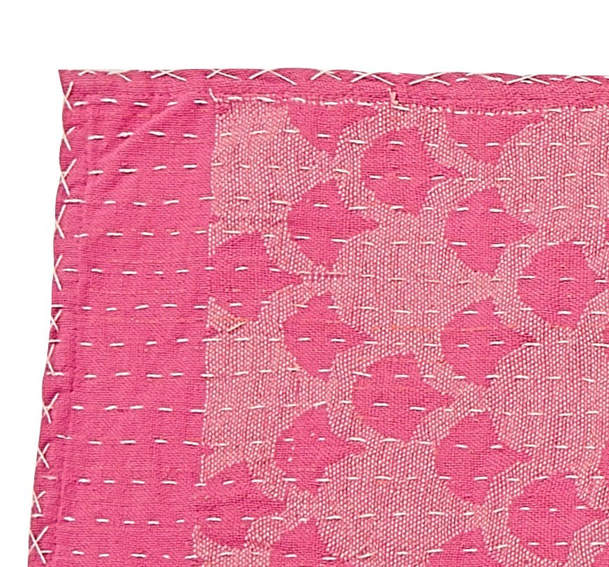 Artisan Hand Loomed Cotton Table Runner - Pink Ginkgo - 18"x96"