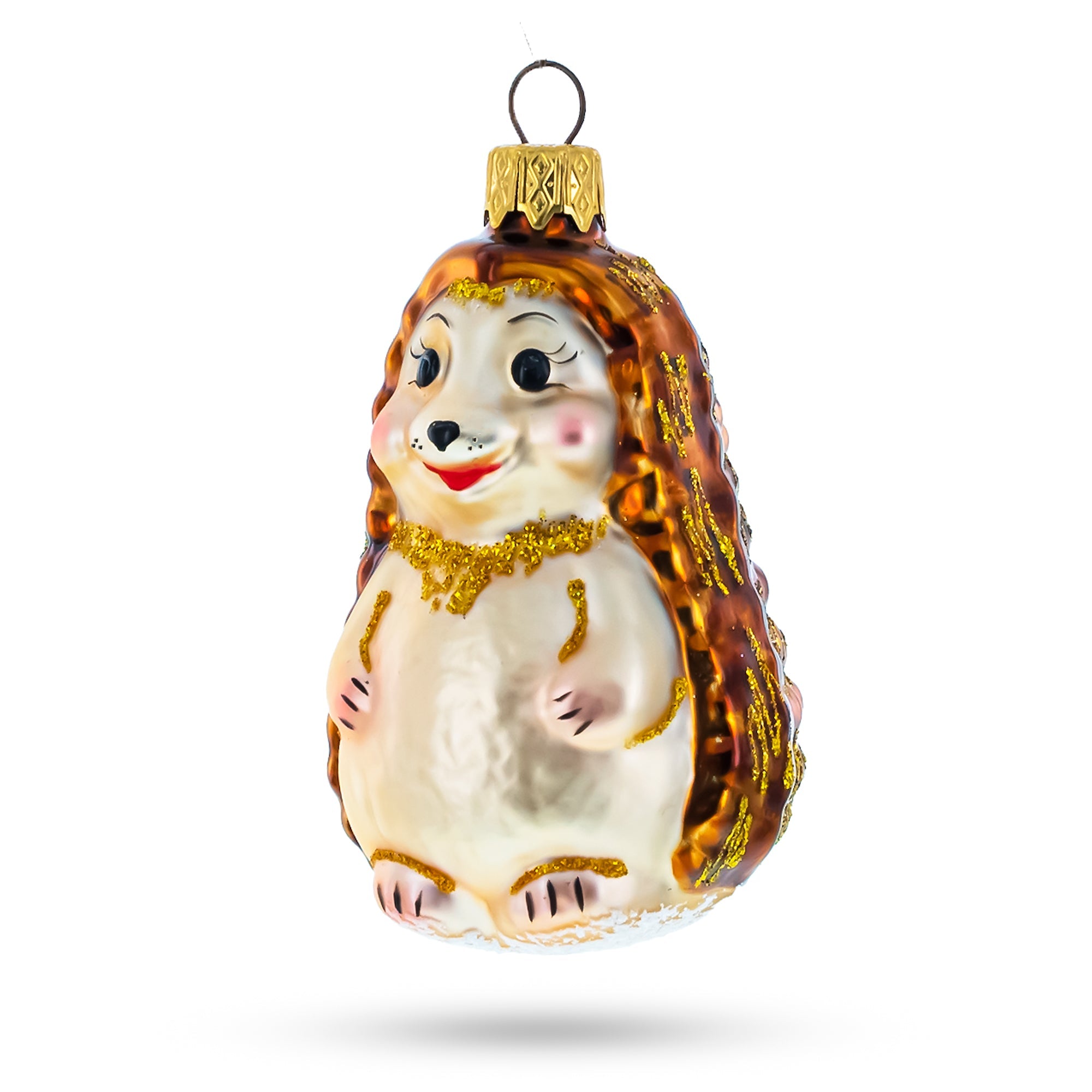 Adorable Hedgehog Glass Christmas Ornament