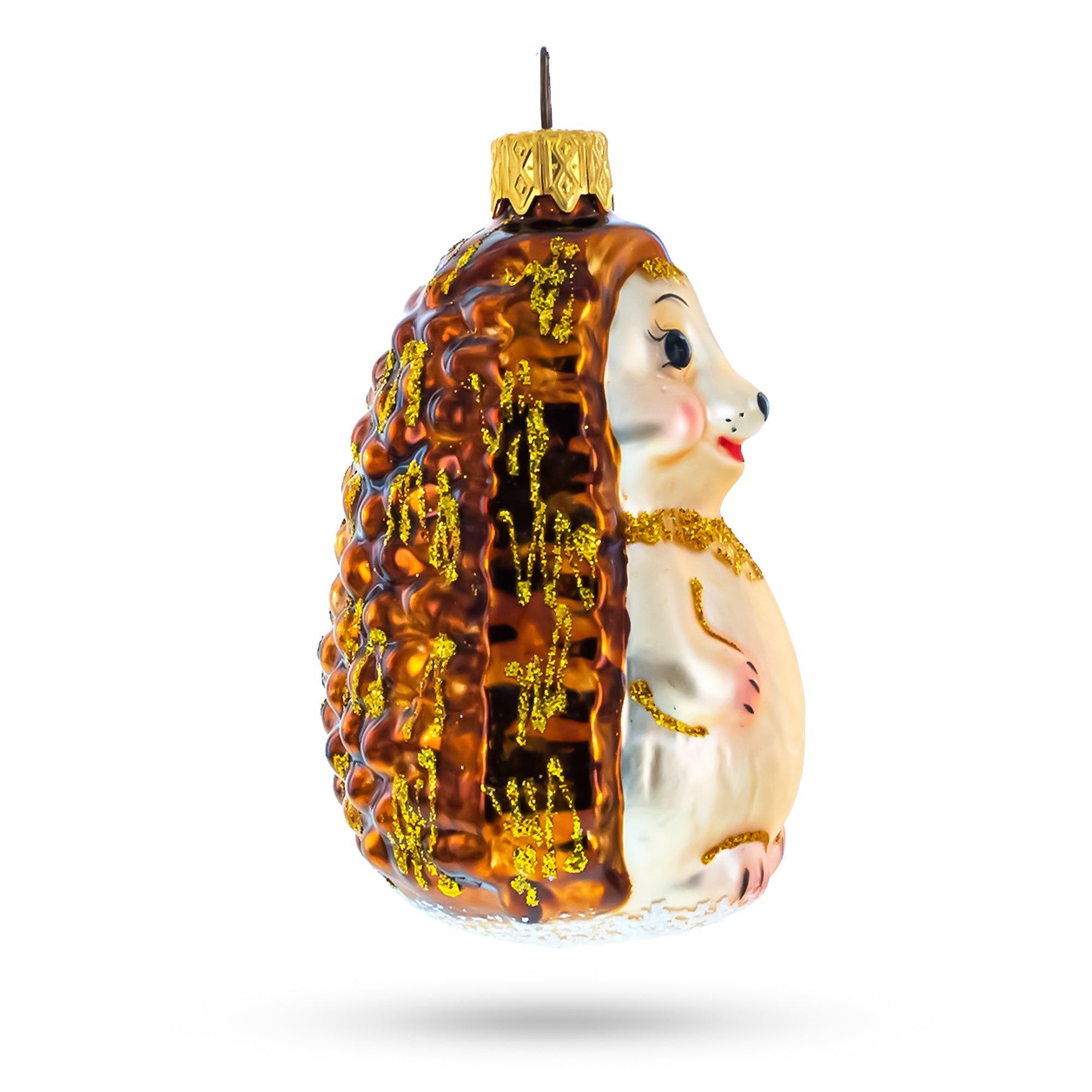 Adorable Hedgehog Glass Christmas Ornament