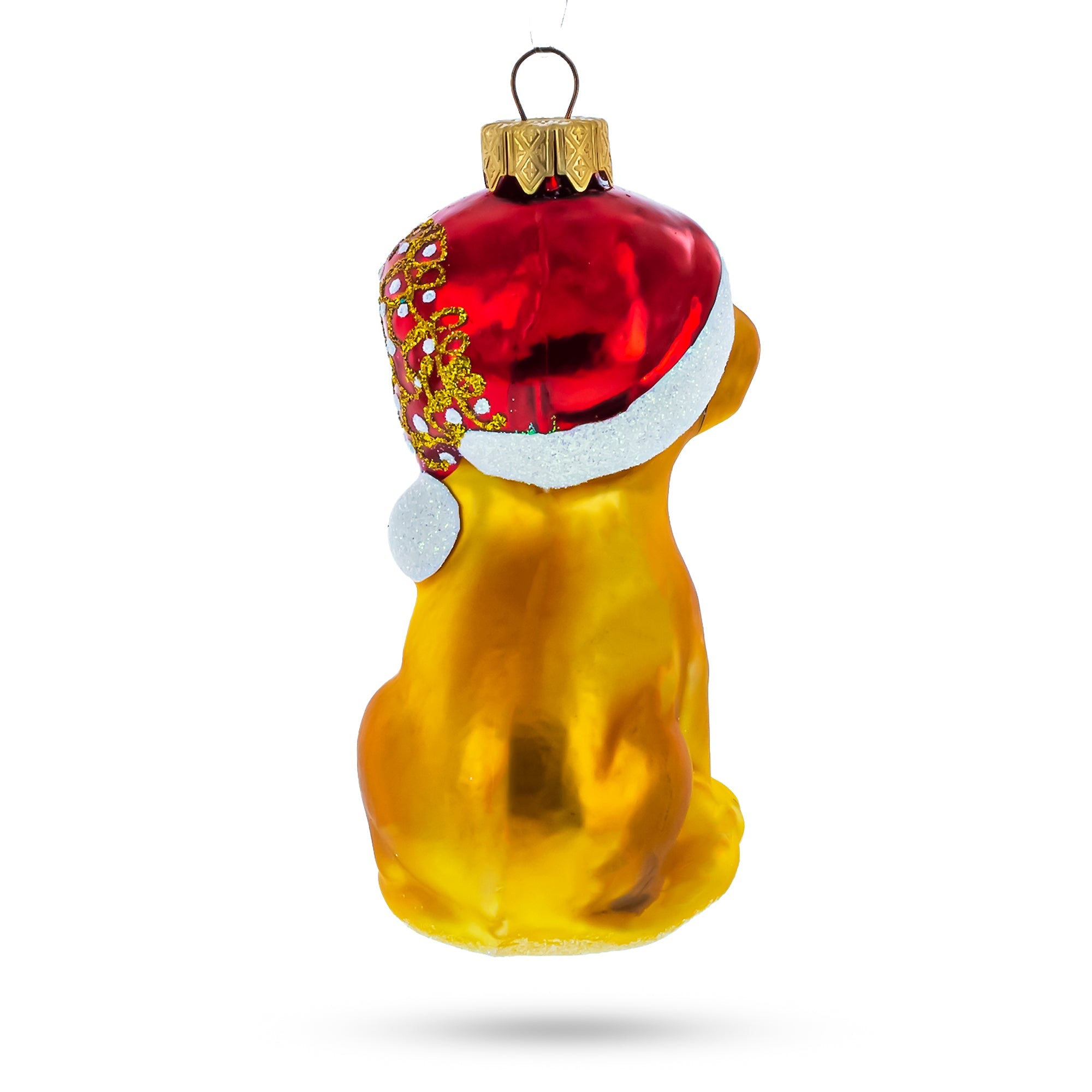 Dog Holding Stocking Glass Christmas Ornament