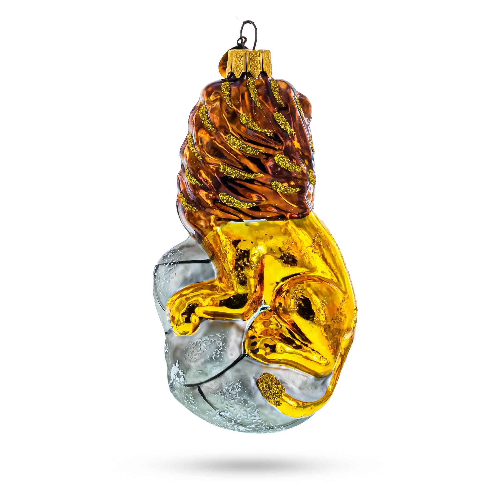 Lion Sitting On The Rock Glass Christmas Ornament