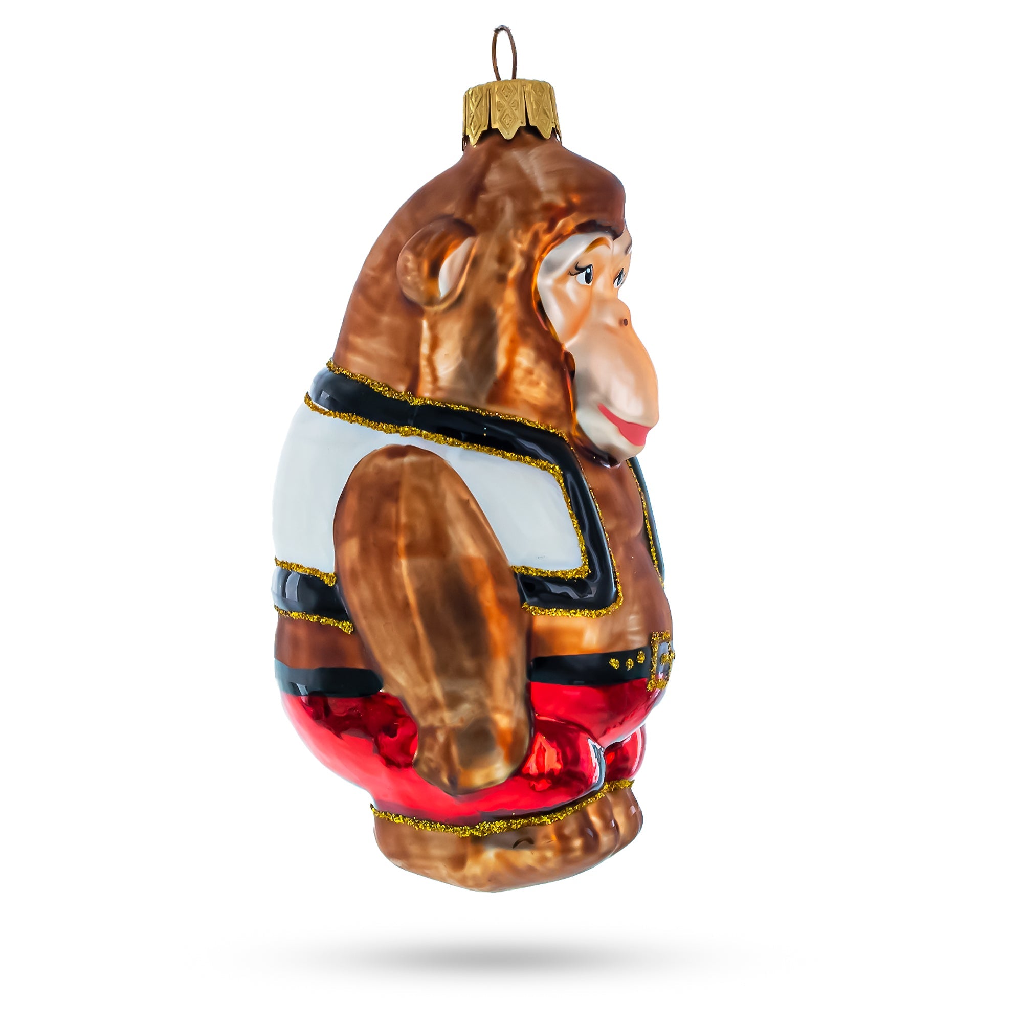 Monkey The Boxer Glass Christmas Ornament