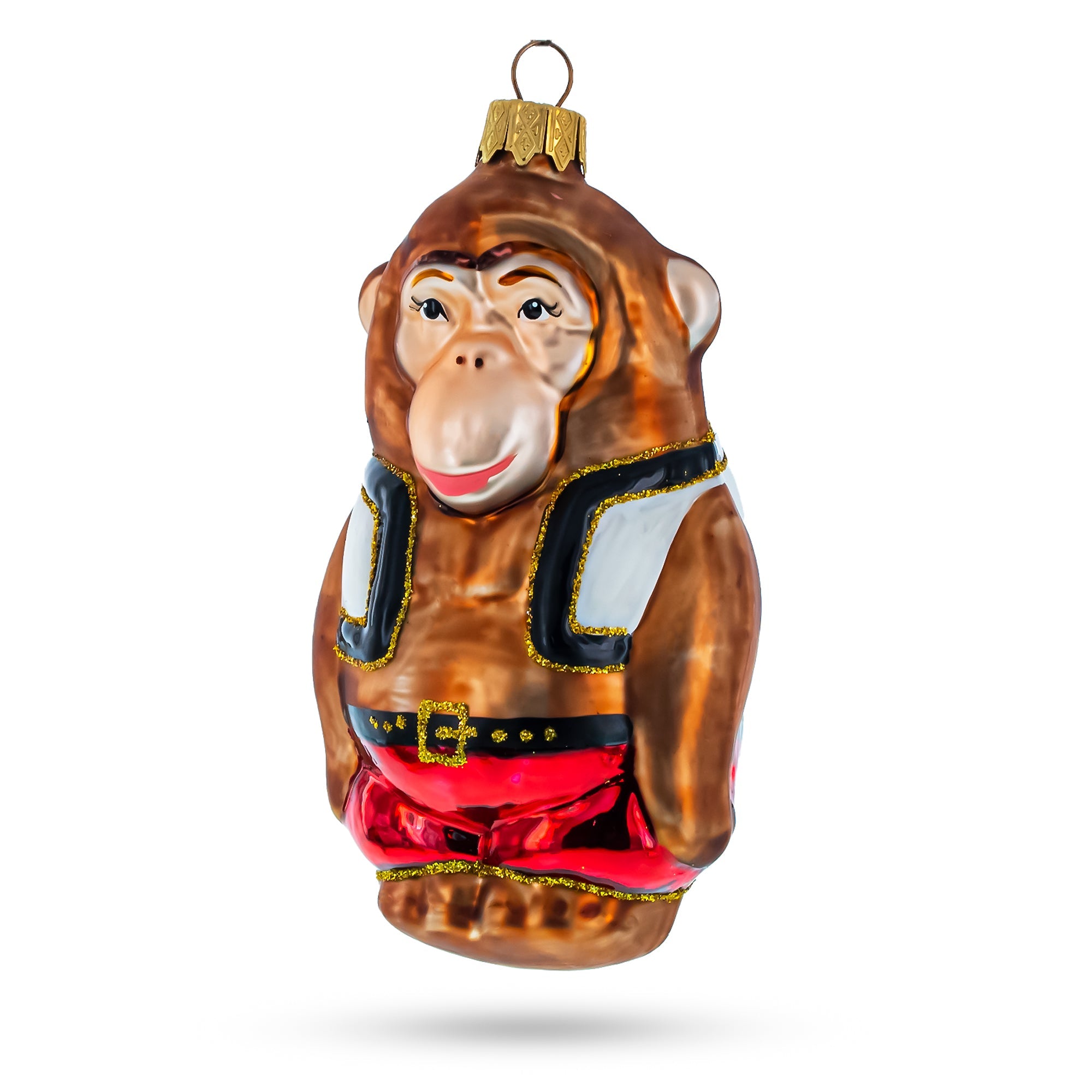 Monkey The Boxer Glass Christmas Ornament