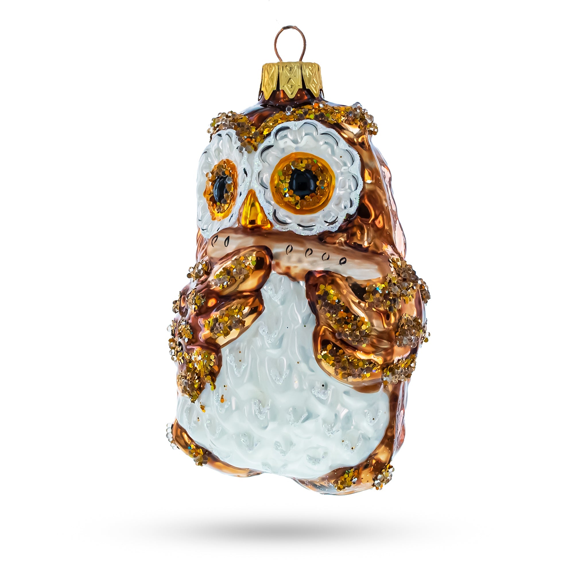 Owl Playing Harmonica Glass Christmas Ornament