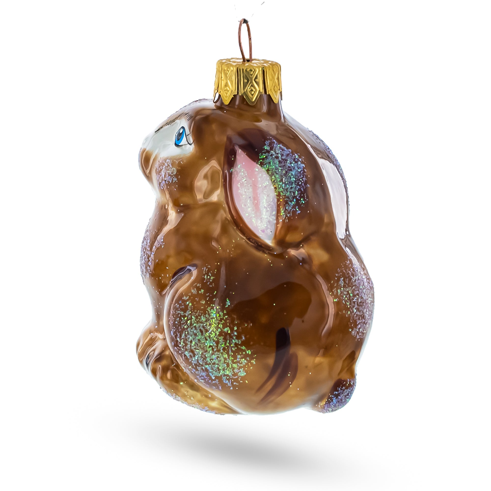 Shiny Bunny Glass Christmas Ornament