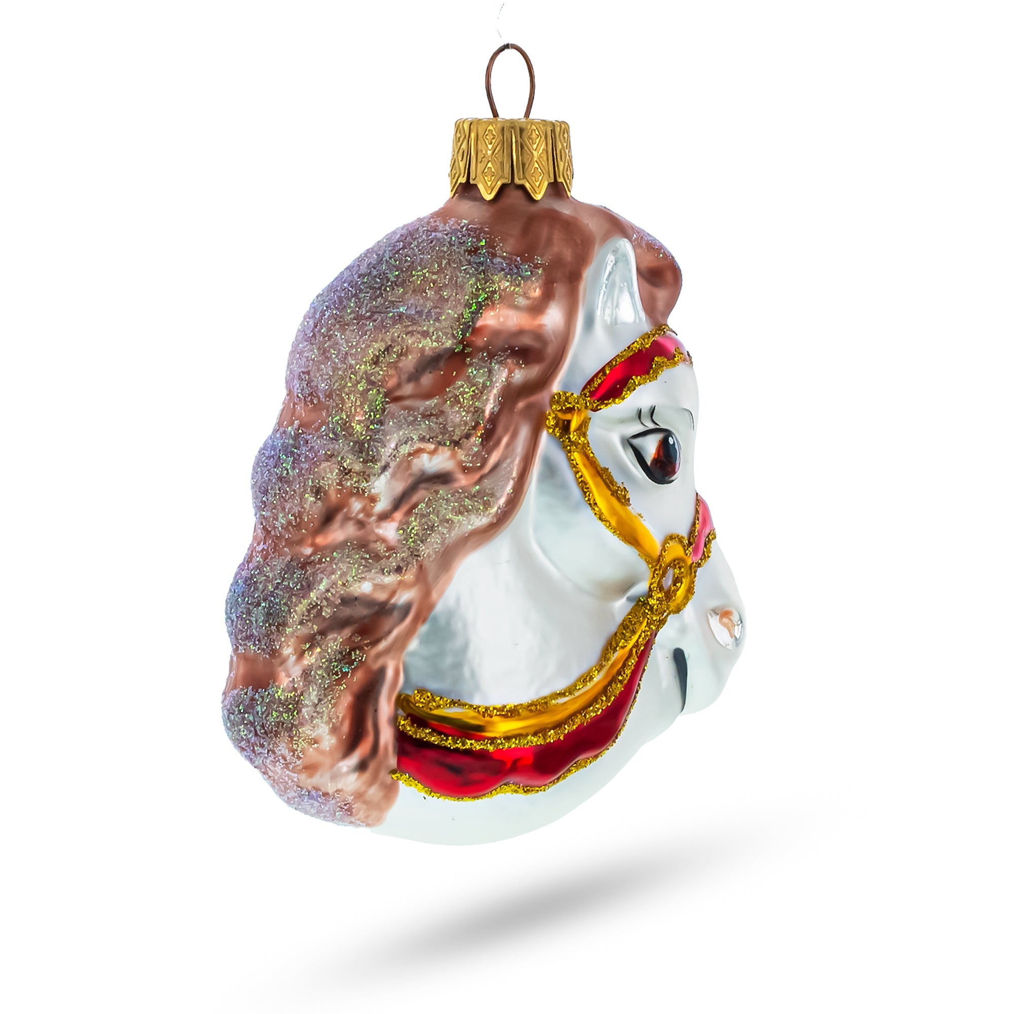 Elegant White Horse Head Glass Christmas Ornaments