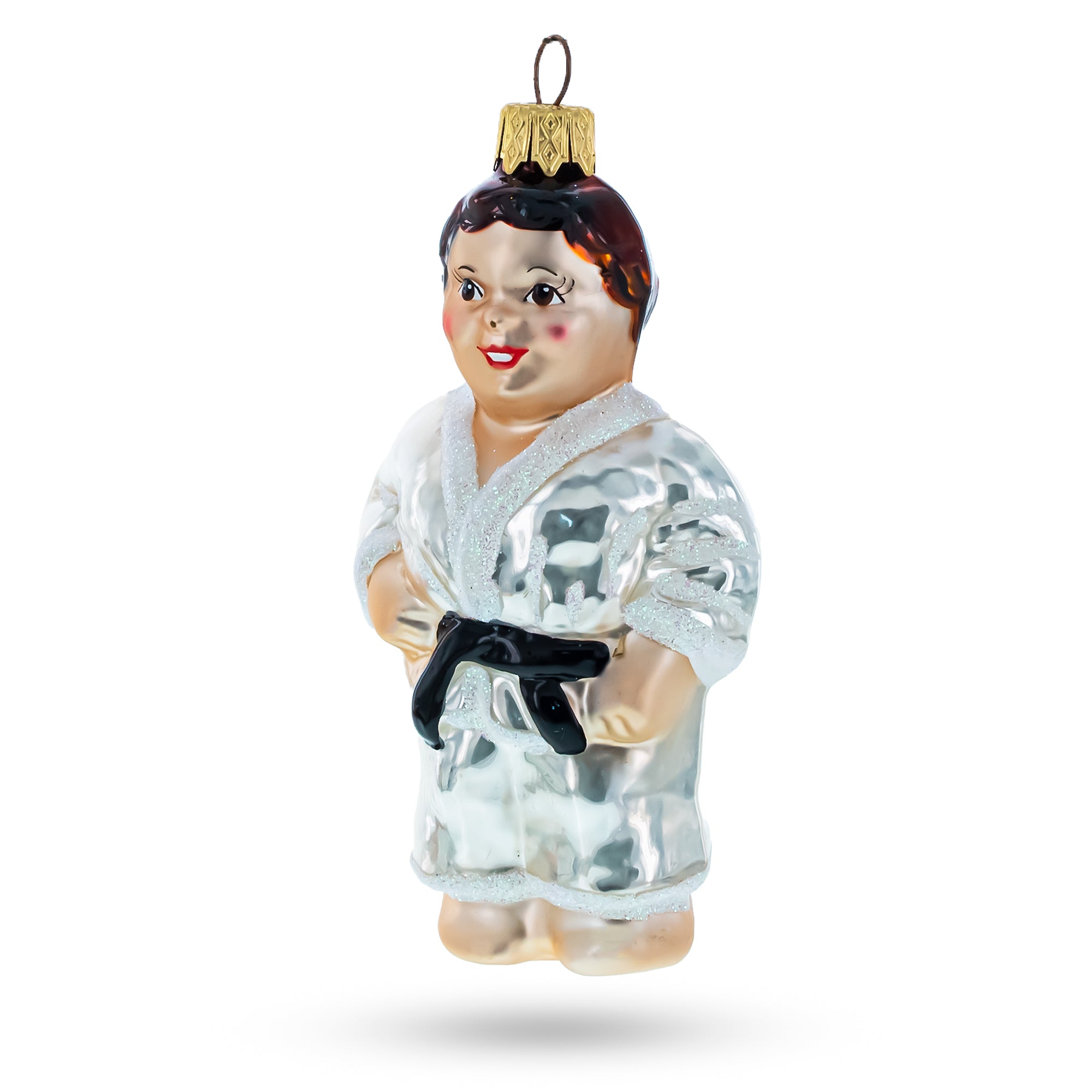 Martial Art Wrestler Glass Christmas Ornament