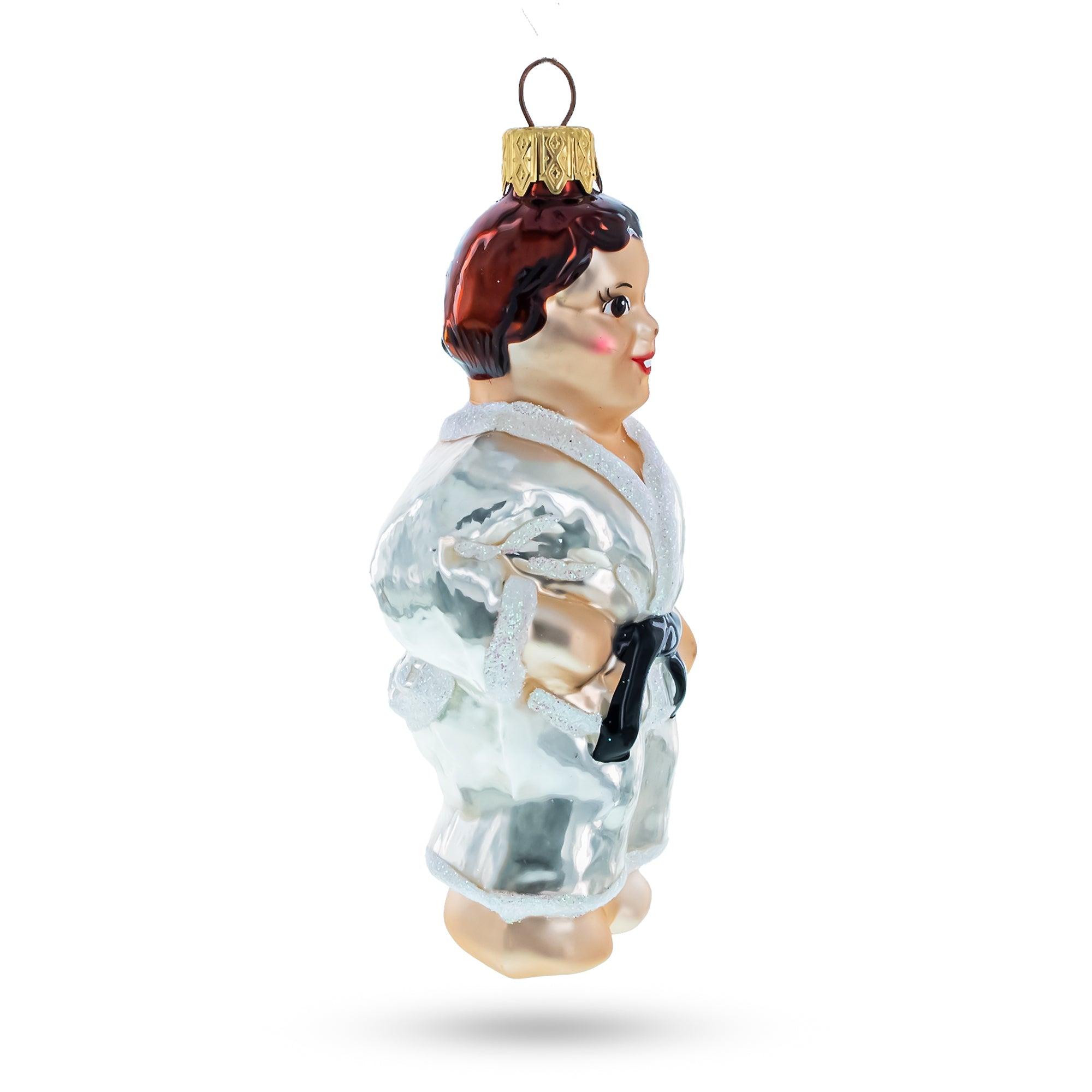 Martial Art Wrestler Glass Christmas Ornament