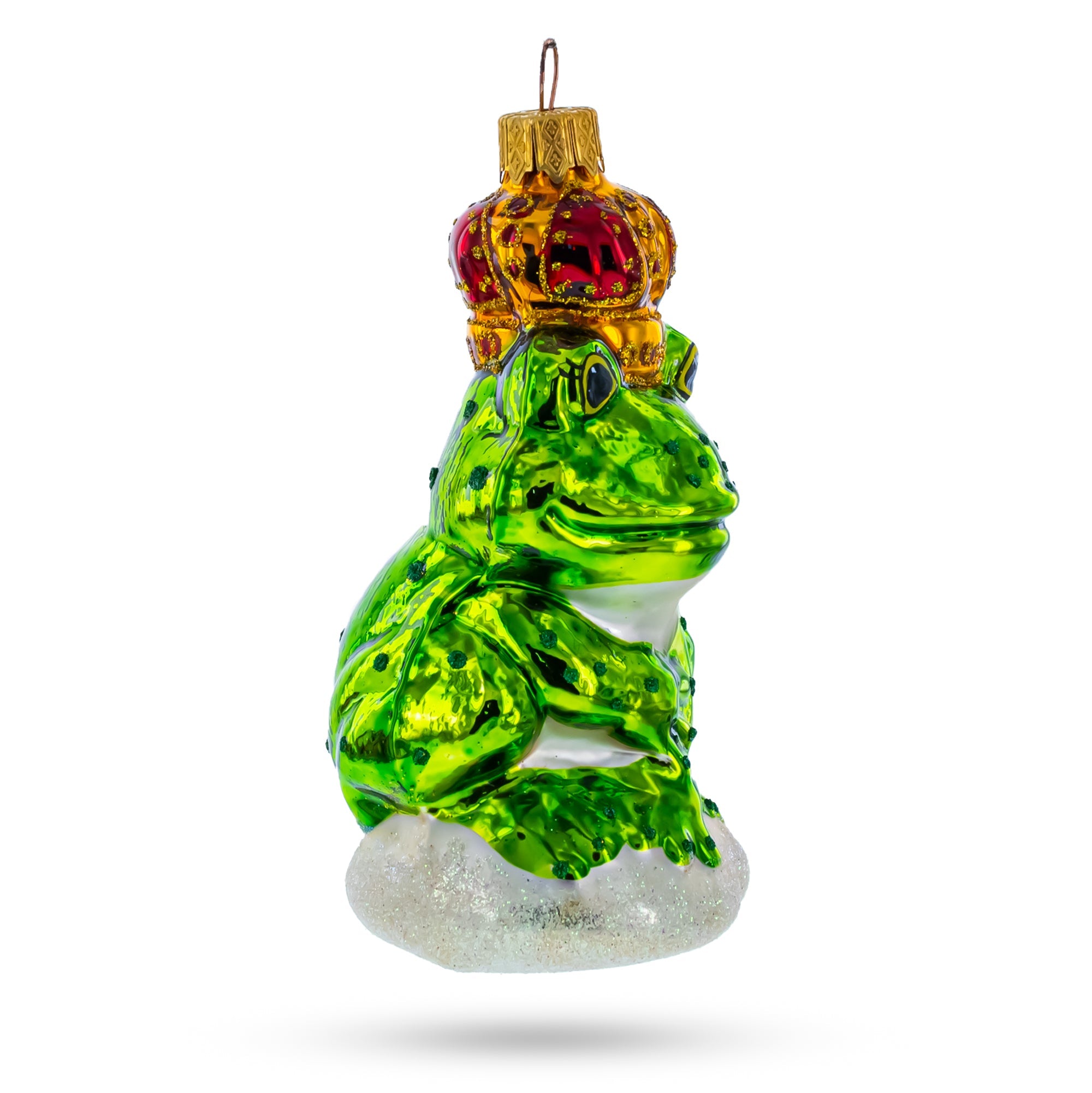 Frog King Glass Christmas Ornament