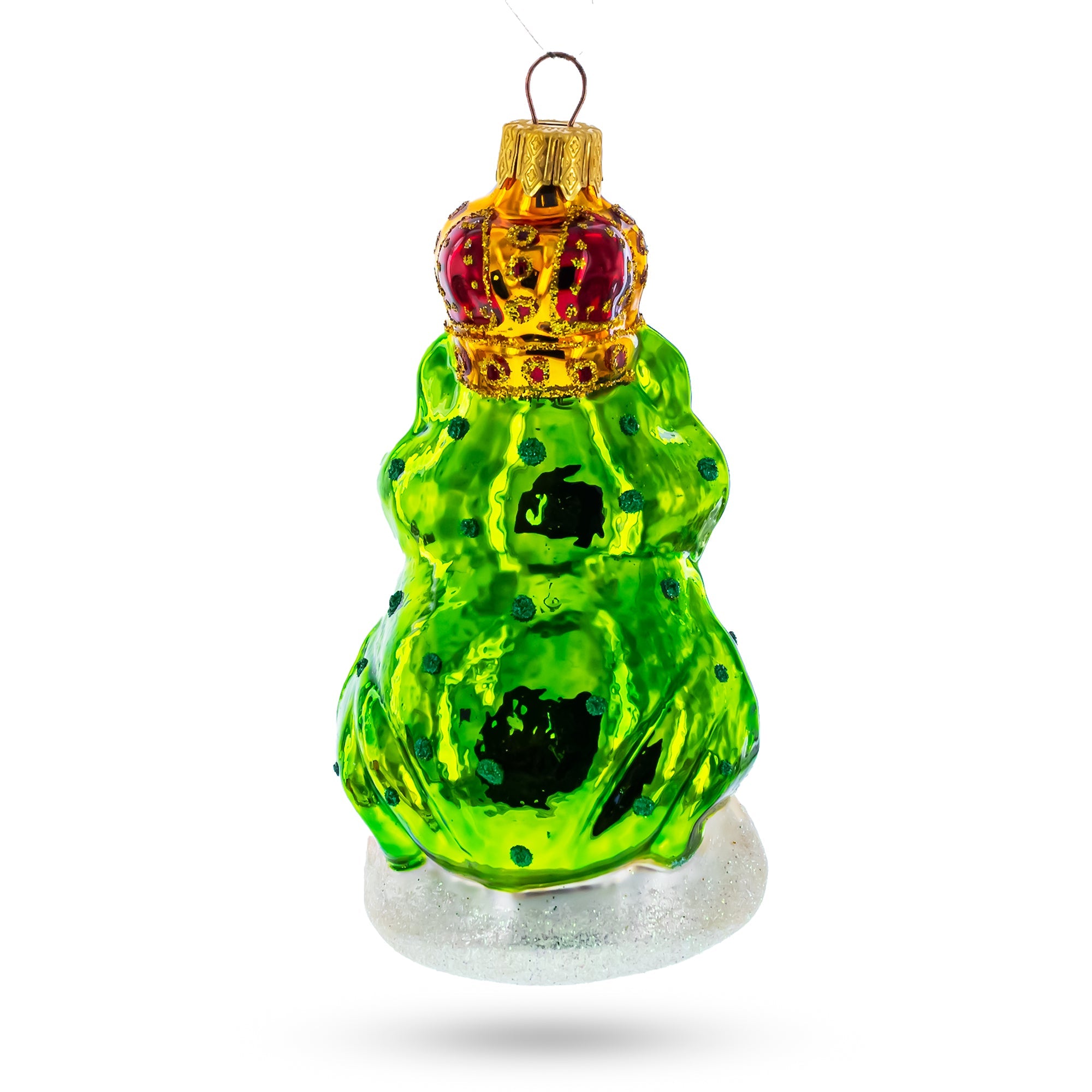 Frog King Glass Christmas Ornament