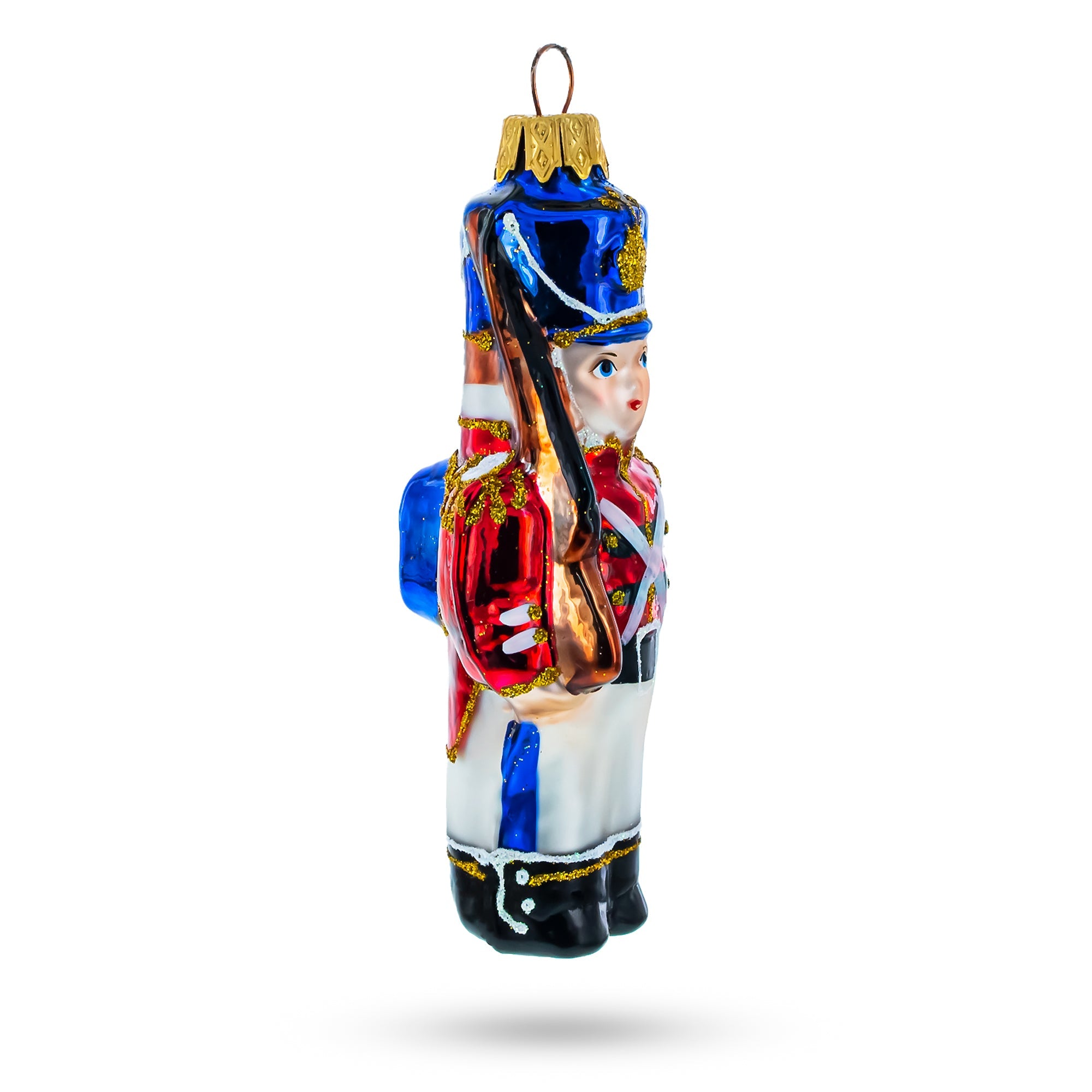 Retro Soldier Holding Rifle Glass Christmas Ornament