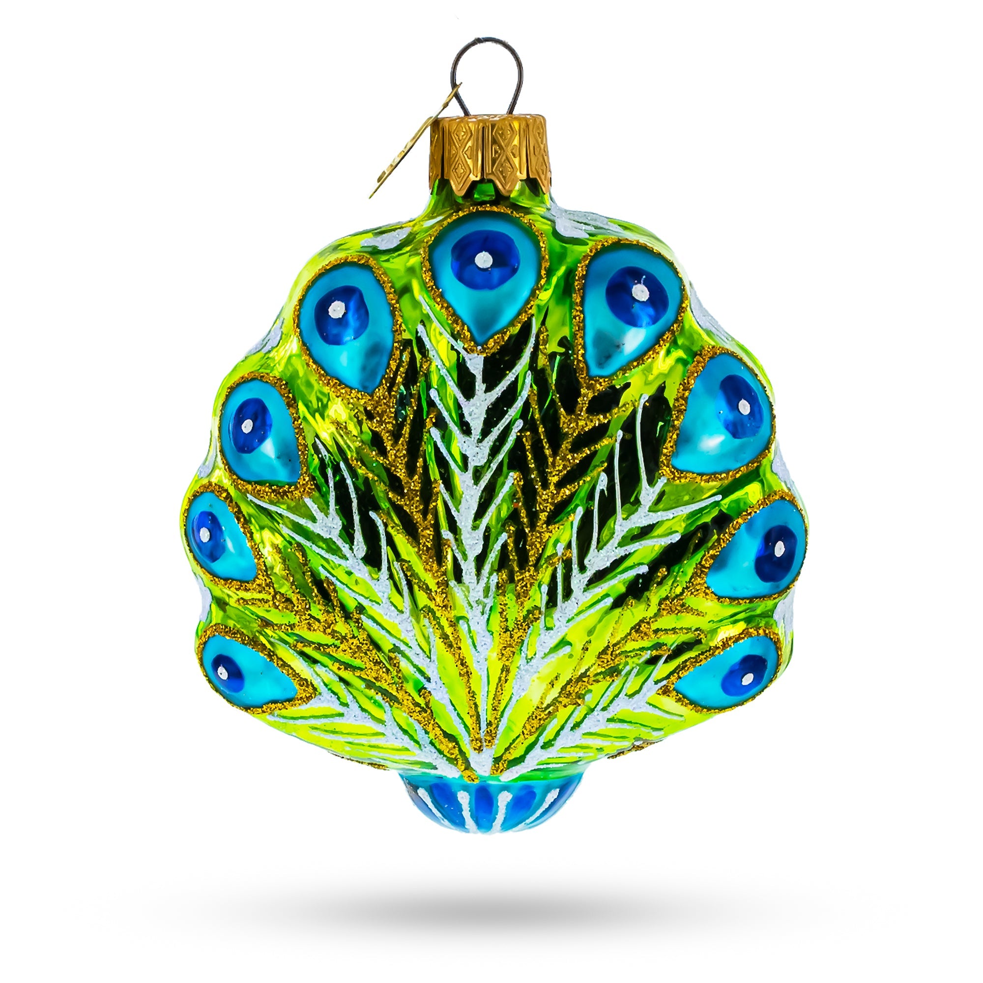 Festive Peacock Glass Christmas Ornament