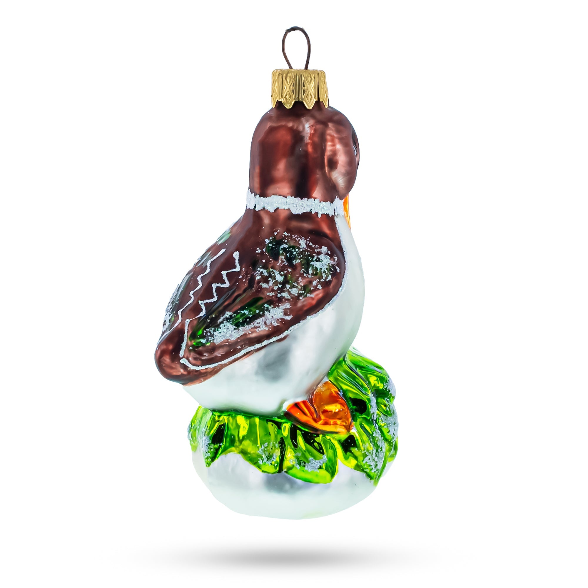 Duck On Grass Glass Christmas Ornament