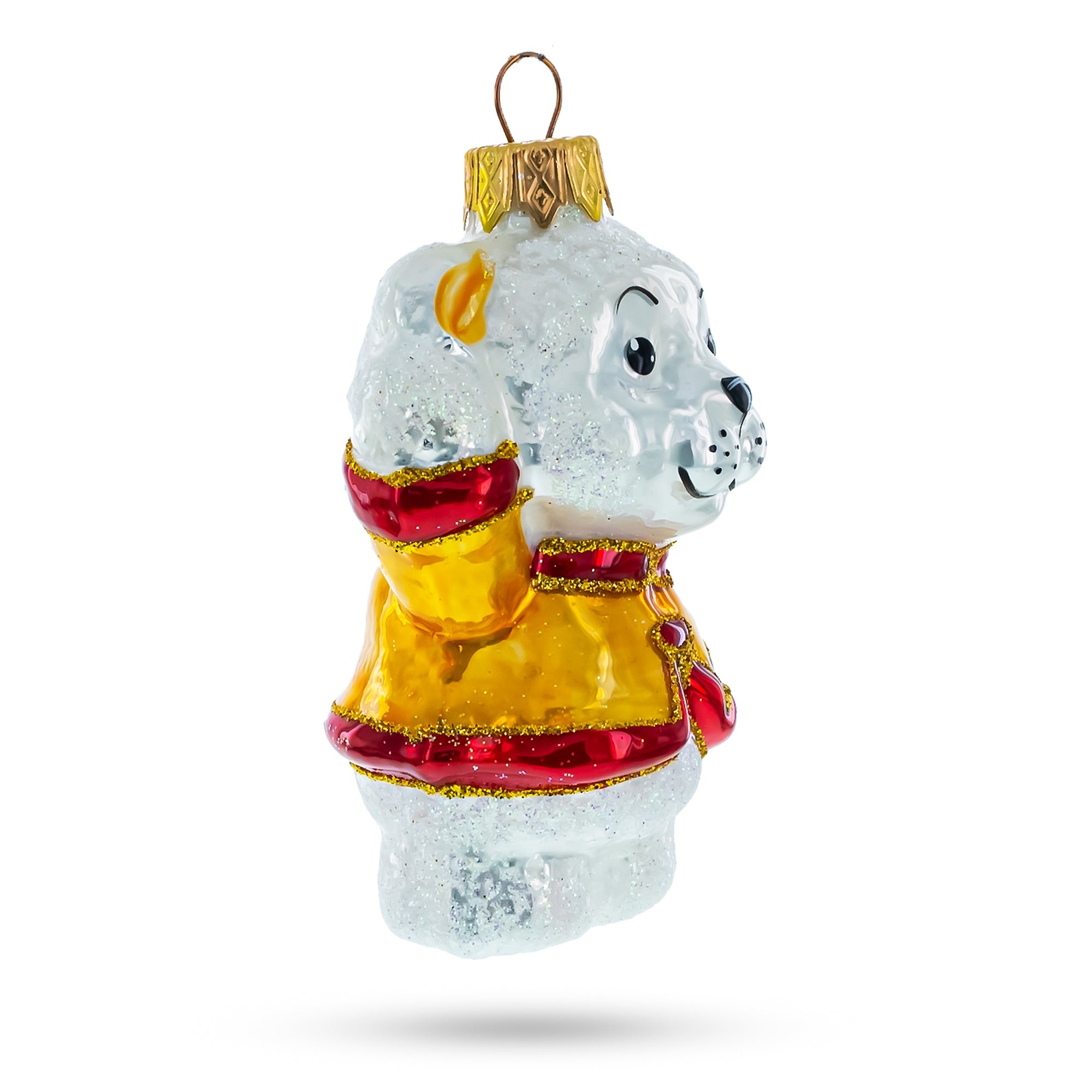 Bear Cub Waving Glass Christmas Ornament