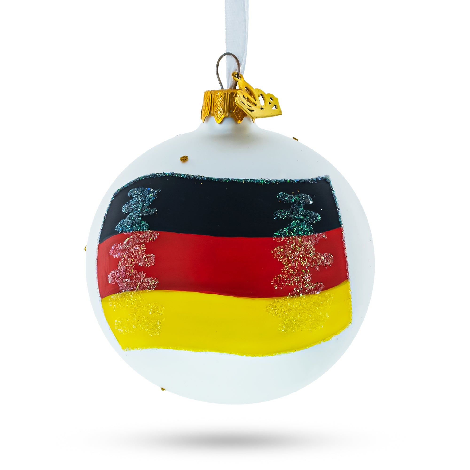 Flag Of Germany Blown Glass Ball Christmas Ornament 3.25 Inches