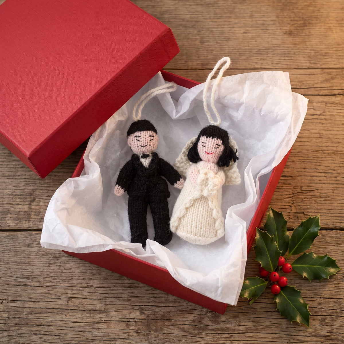 Asian Groom Hand Knit Wedding Ornament