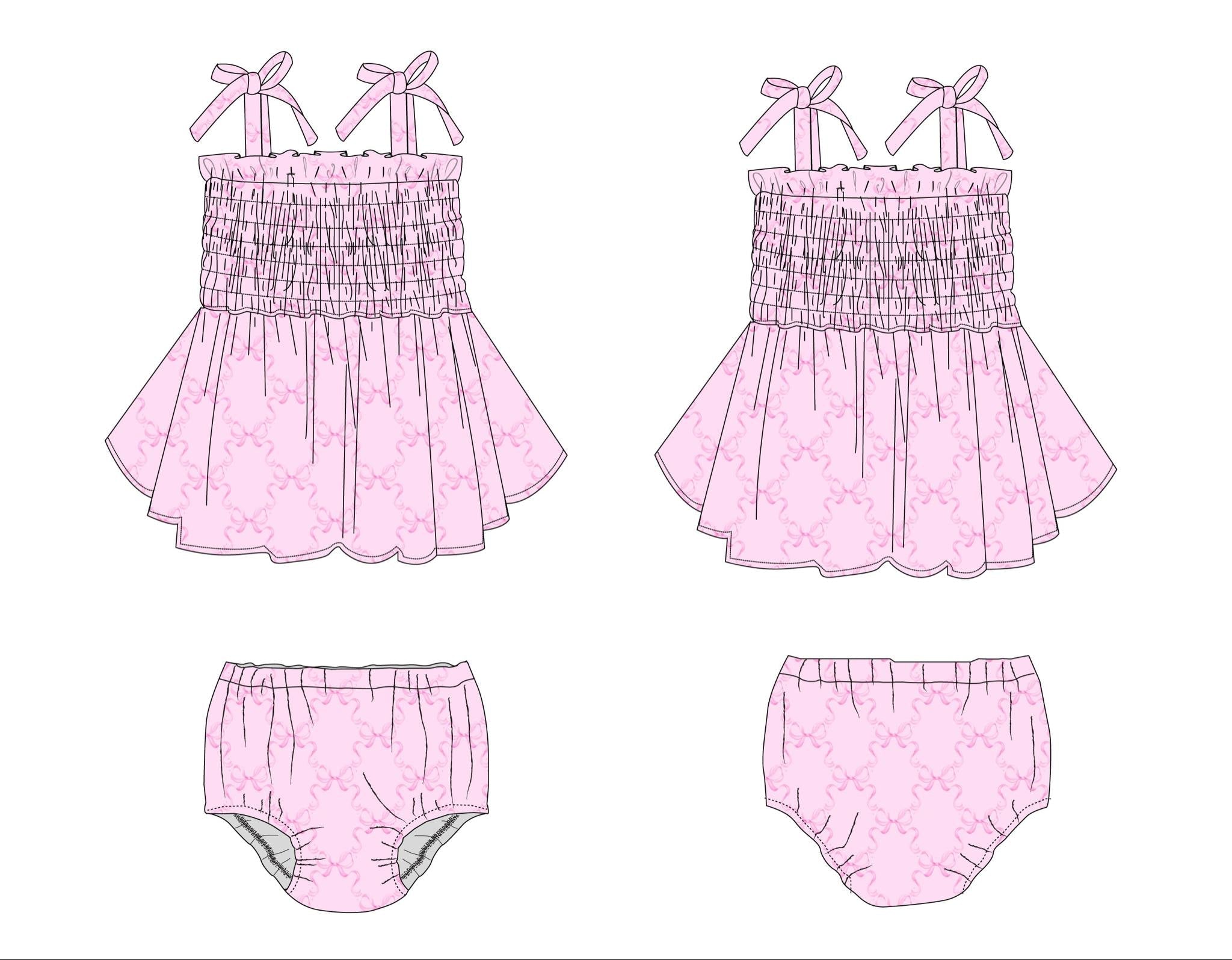 Emeryn - Smocked Diaper Dress Set